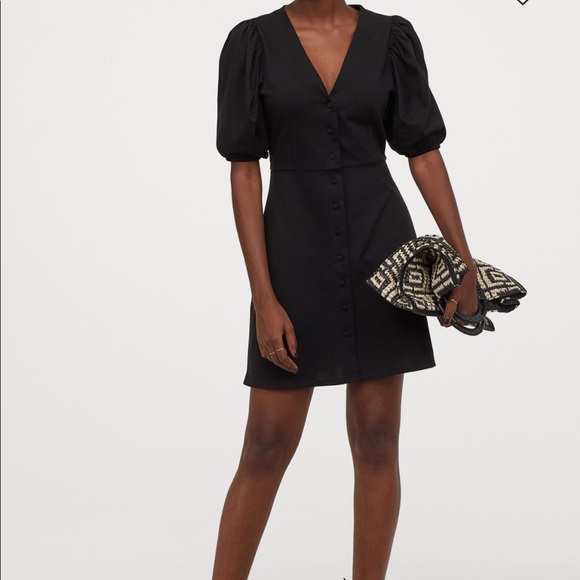 black mini flare dress